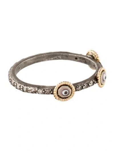 Pre-owned Armenta Diamond & Enamel Evil Eye Stack Band In Multi