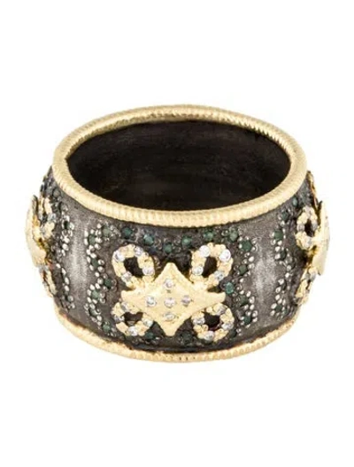 Pre-owned Armenta Diamond & Tourmaline Old World Wide Band In Multi