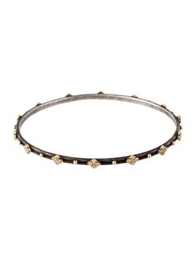Pre-owned Armenta Diamond Crivelli And Granulation Bangle Bracelet, 8" In Multicolor