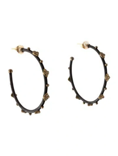 Pre-owned Armenta Diamond Crivelli Granulation Hoop Earrings In Multicolor