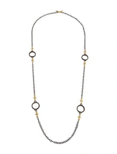 Pre-owned Armenta Diamond Heraldry Circle & Scroll Station Necklace, 31" In Multi