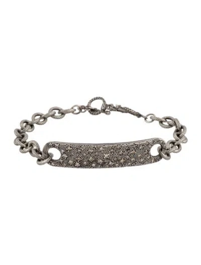 Pre-owned Armenta Diamond Id Tag Single Station Link Bracelet, 7.25", 7.25" In Multi