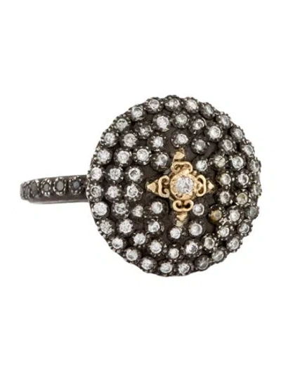 Pre-owned Armenta Diamond Midnight Circle Shield Ring In Multi