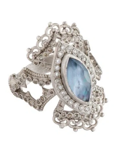 Pre-owned Armenta Diamond, Mother Of Pearl & Quartz Doublet Cocktail Ring In Multi