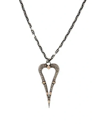 Pre-owned Armenta Diamond Open Heart Shield Pendant Necklace, 18" In Multicolor