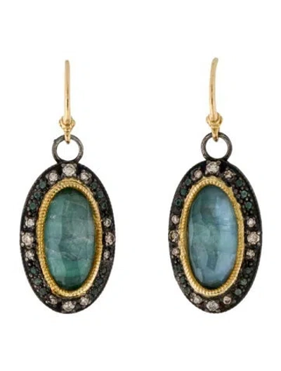 Pre-owned Armenta Diamond, Quartz Doublet & Tourmaline Oval Drop Earrings In Multi
