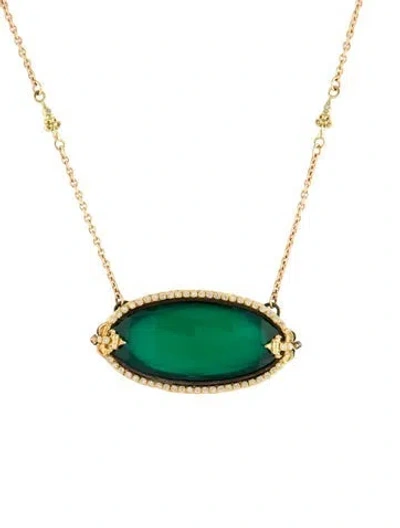 Pre-owned Armenta Dyed Chalcedony & Diamond Pendant Necklace, 17.5" In Multi