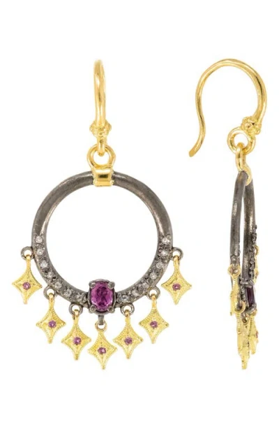 Armenta Garnet Chandelier Earrings In Purple