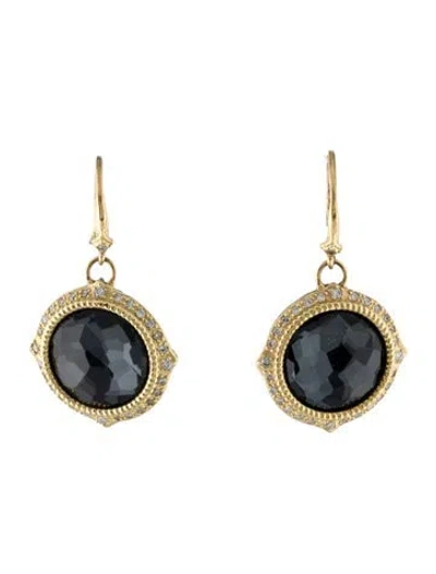 Pre-owned Armenta Hematite Quartz Doublet & Diamond Drop Earrings In Multi