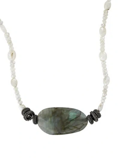 Pre-owned Armenta Labradorite, Colorless Sapphire & Spinel Bead Necklace, 30" In Multi