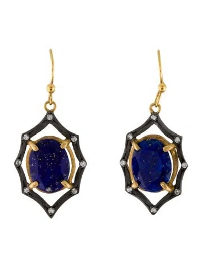 Pre-owned Armenta Lapis Lazuli & Diamond Drop Earrings In Multi