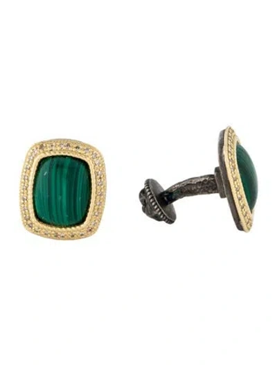 Pre-owned Armenta Malachite & Diamond Cufflinks In Multi