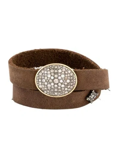 Pre-owned Armenta Medallion Leather Wrap Bracelet In Multi