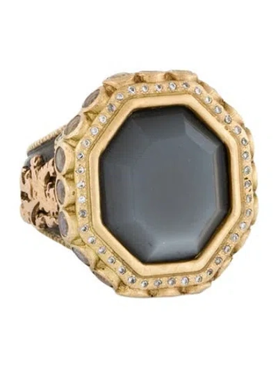 Pre-owned Armenta Moonstone Labradorite, Moonstone, & Diamond Cocktail Ring In Multi