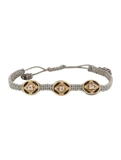Pre-owned Armenta Morganite, Diamond & Cord Station Bracelet, 9.5" In Blue