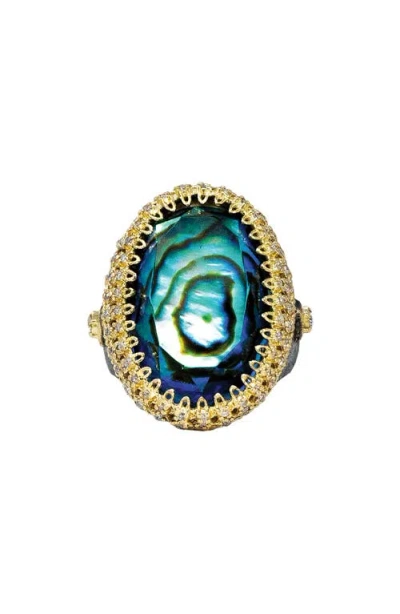 Armenta Mother-of-pearl & Blue Topaz Statement Ring
