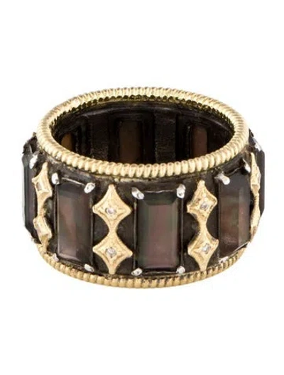 Pre-owned Armenta Mother Of Pearl & Quartz Doublet Old World Wide Band Baguette Ring In Multi