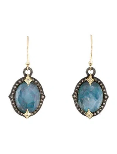 Pre-owned Armenta Mother Of Pearl, Chrysocolla & Quartz Triplet Diamond Earrings In Multi