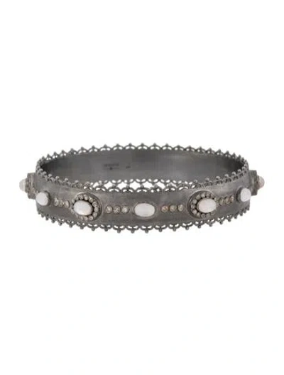 Pre-owned Armenta Mother Of Pearl, Quartz Doublet, & Diamond Bangle, 8" In Multicolor