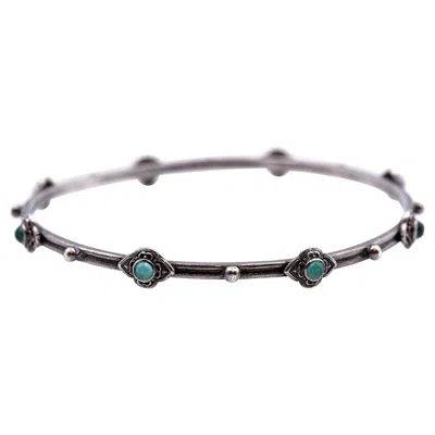 Pre-owned Armenta New World Sterling Silver And Malachite Bangle In Multi
