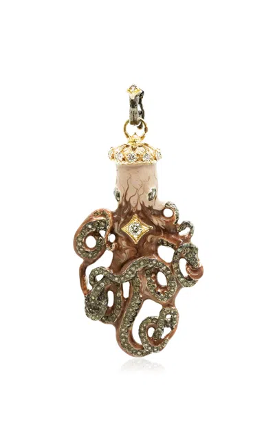 Armenta Octopus Enhancer 14k Rose Gold And Sterling Silver Enamel Charm In Nude
