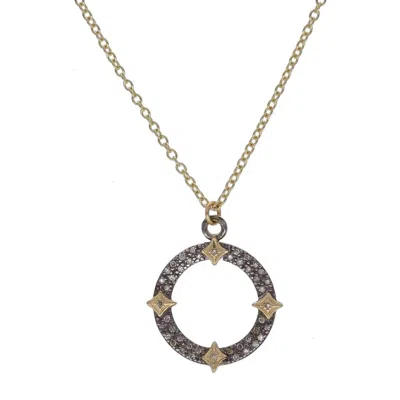 Armenta Old World Champagne Diamond Open Pavé Circle Necklace