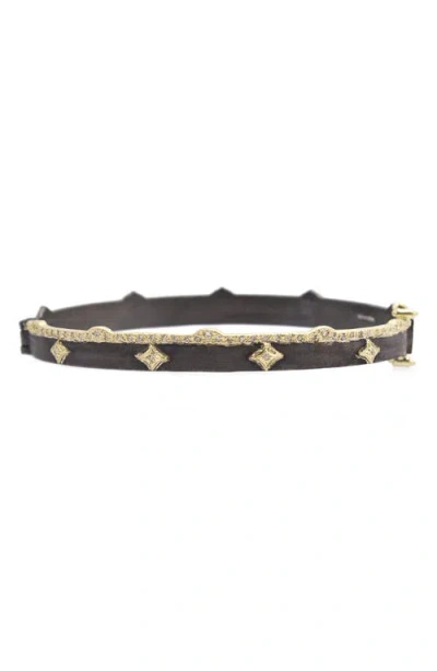Armenta Old World Crivelli Diamond Princess Crown Huggie Bracelet In Black