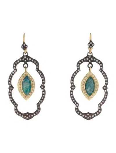 Pre-owned Armenta Old World Oval Lotus Drop Earrings In Multi