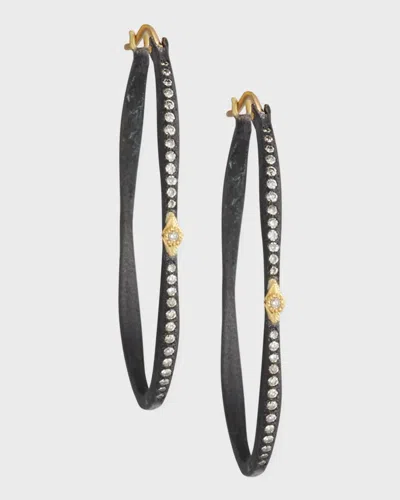 Armenta Old World Pave Diamond Side Hoop Earrings In Black