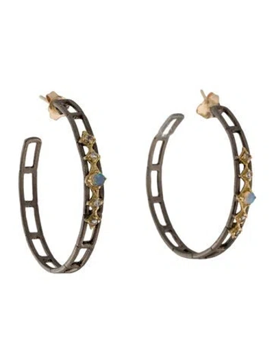 Pre-owned Armenta Opal & Morganite Crivelli Hoop Earrings In Multi