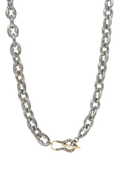 Armenta Pavé Diamond Toggle Link Necklace In Silver/gold