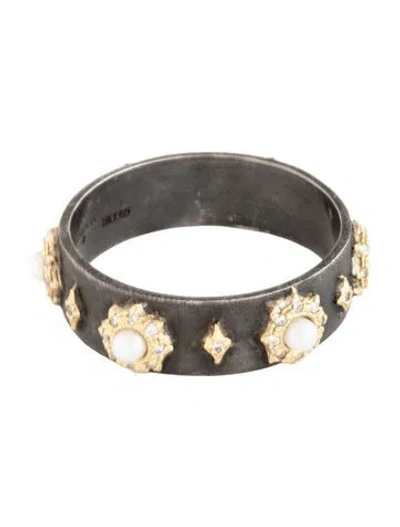 Pre-owned Armenta Pearl & Diamond Band In Multicolor