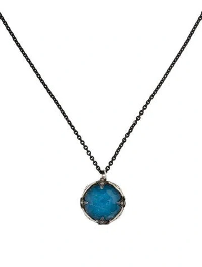 Pre-owned Armenta Quartz & Labradorite Triplet & Diamond Pendant Necklace, 20" In Multicolor