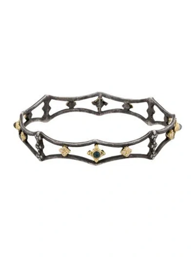 Pre-owned Armenta Quartz Doublet & Diamond Huggie Bangle Bracelet, 7.75" In Multi