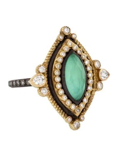 Pre-owned Armenta Quartz Doublet, Sapphire & Diamond Cocktail Ring In Multicolor