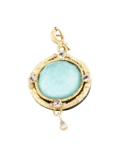 Pre-owned Armenta Quartz Doublet, Sapphire, & Diamond Enhancer Pendant In Multi