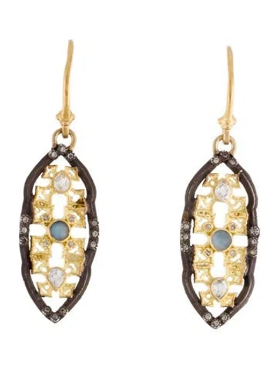 Pre-owned Armenta Quartz, Sapphire & Diamond Drop Earrings In Multi