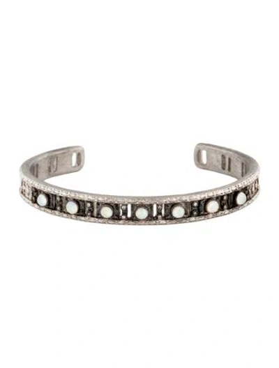 Pre-owned Armenta Quartz Triplet & Diamond Cuff Bracelet, 6.75" In Multicolor