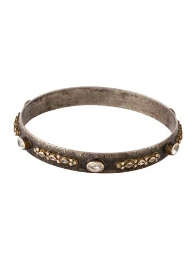 Pre-owned Armenta Sapphire & Diamond Bangle Bracelet, 8" In Multicolor