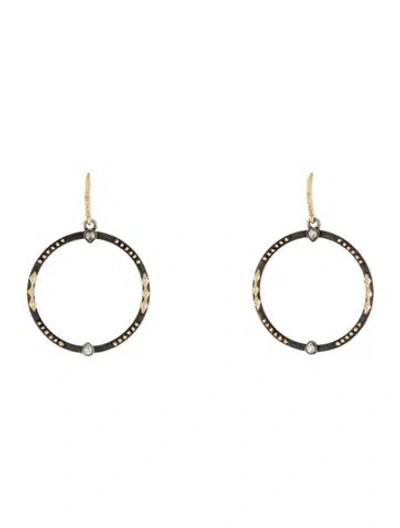 Pre-owned Armenta Sapphire & Diamond Open Circle Drop Earrings In Multi