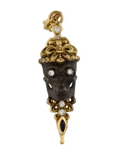 Pre-owned Armenta Sapphire & Diamond Skull Enhancer Pendant, 1.75" In Multicolor