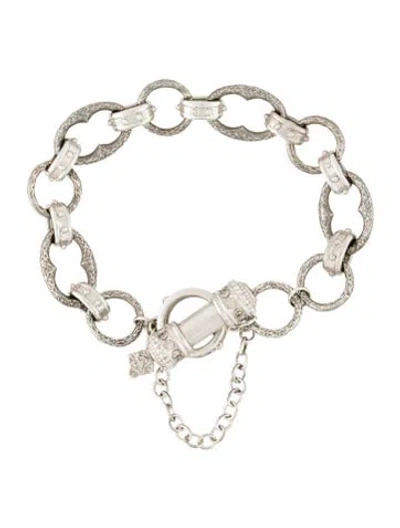 Pre-owned Armenta Sapphire & Diamond Toggle Link Bracelet, 6" In Multicolor