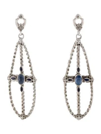 Pre-owned Armenta Sapphire & Quartz Doublet Drop Earrings In Multi