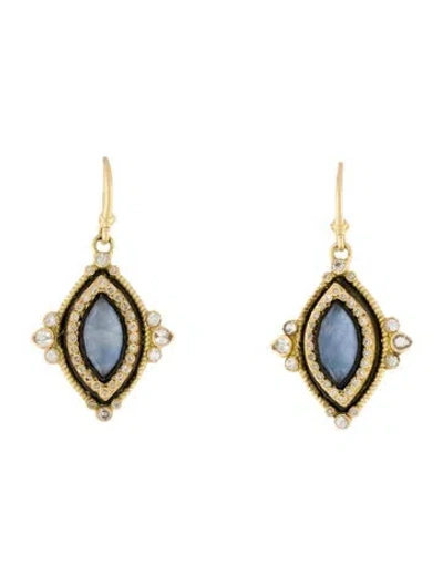 Pre-owned Armenta Sapphire & Quartz Doublet, Sapphire, & Diamond Drop Earrings In Multi