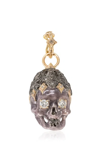 Armenta Skull Enhancer 14k Rose Gold And Sterling Silver Enamel Charm In Nude
