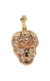 Armenta Skull Enhancer 14k Rose Gold And Sterling Silver Enamel Charm In Nude