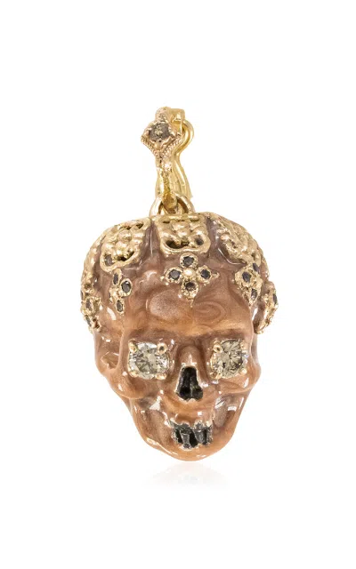 Armenta Skull Enhancer 14k Rose Gold And Sterling Silver Enamel Charm In Nude