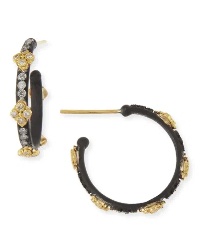 Armenta Small Midnight Hoop Earrings With Gold & Diamond Crivelli In Black