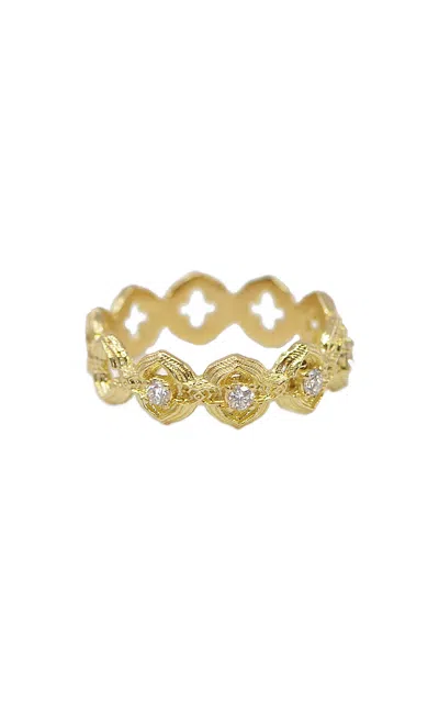 Armenta 18k Yellow Gold Sueno Scroll Band With White Diamonds