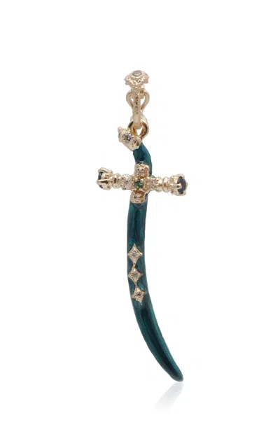 Armenta Sword Enhancer 14k Rose Gold And Sterling Silver Enamel Charm In Blue